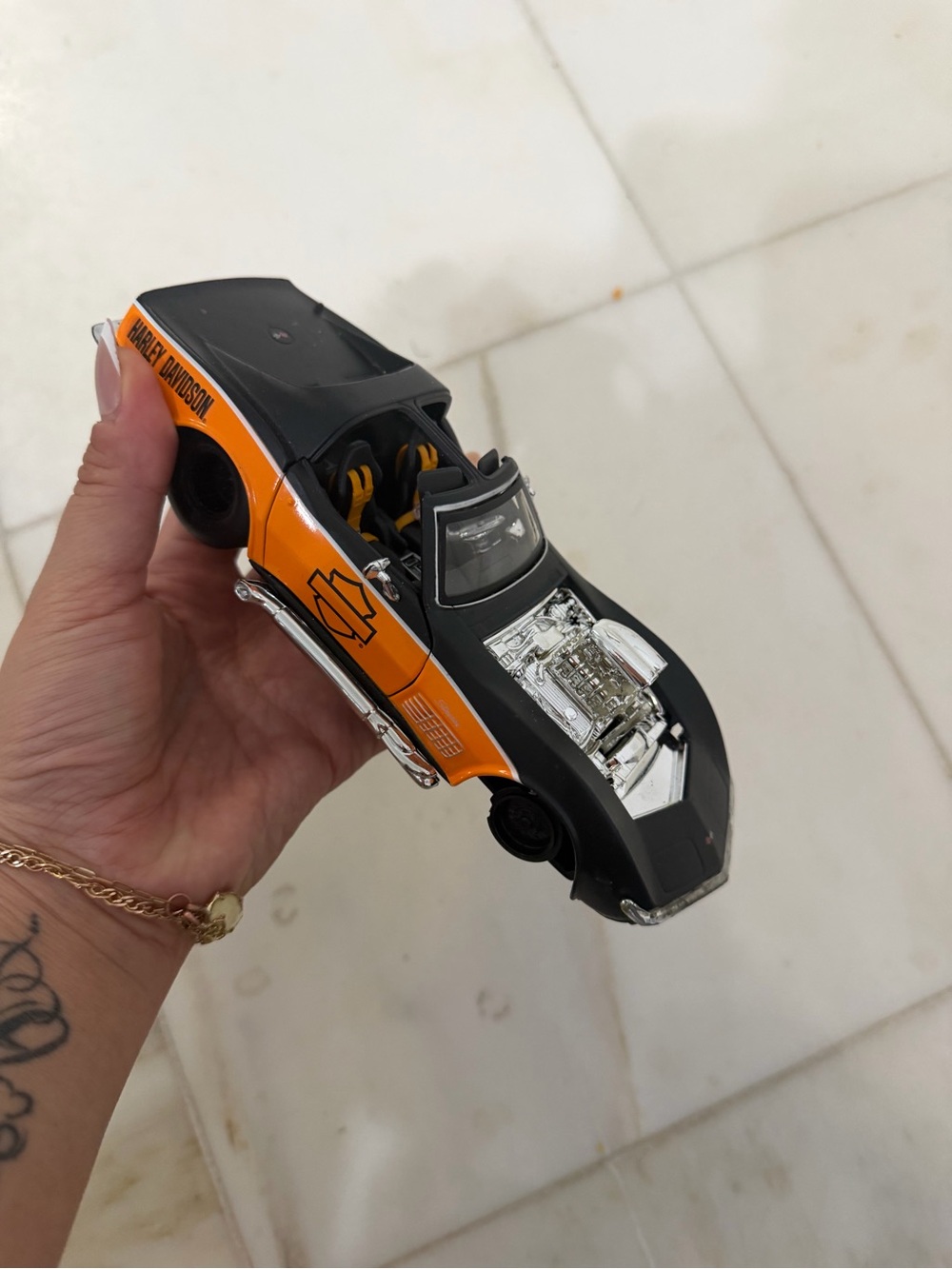 Harley-Davidson Black and Orange Muscle Car Diecast
